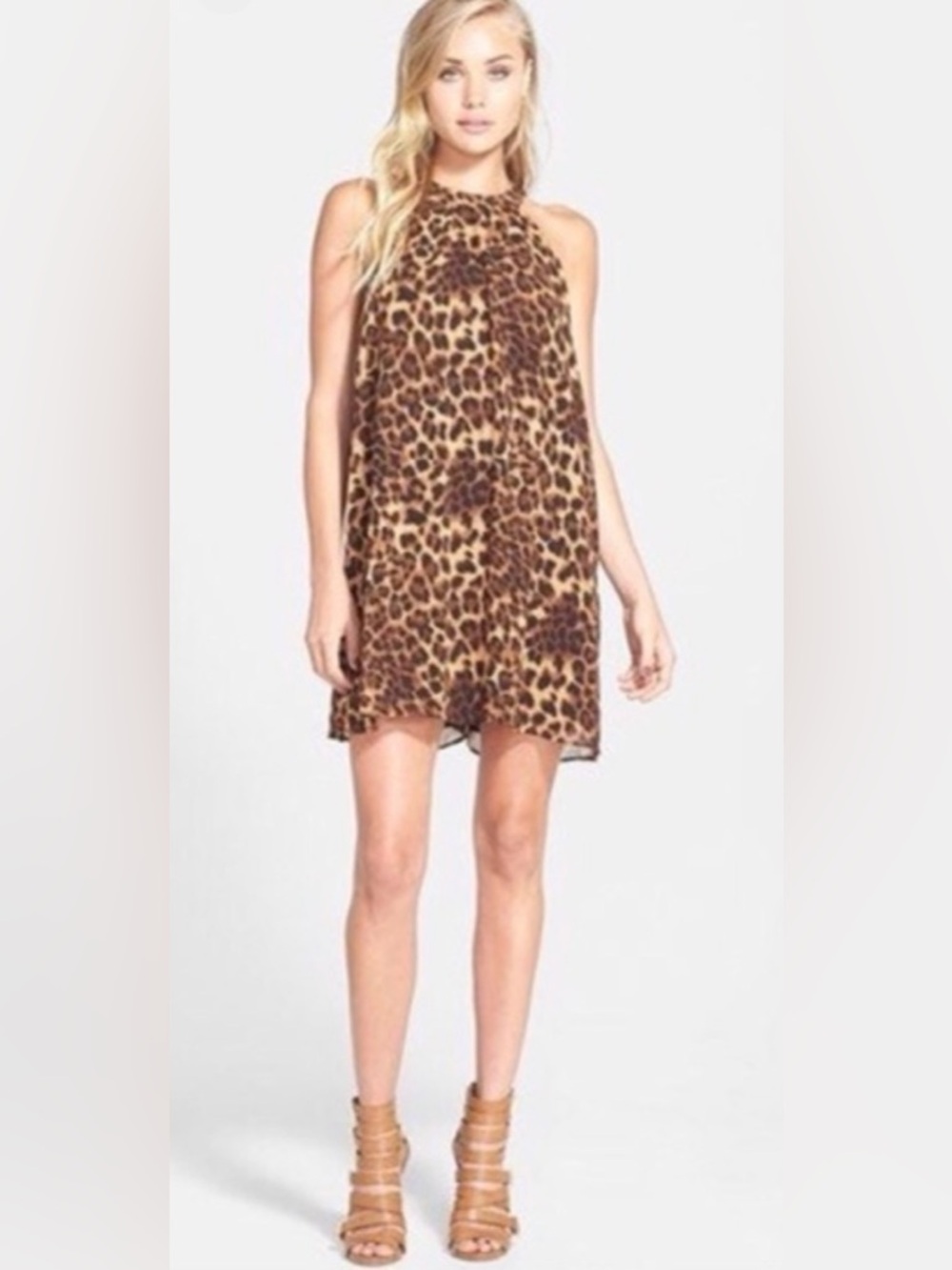 ASTR the Label Leopard Halter Shift Dress